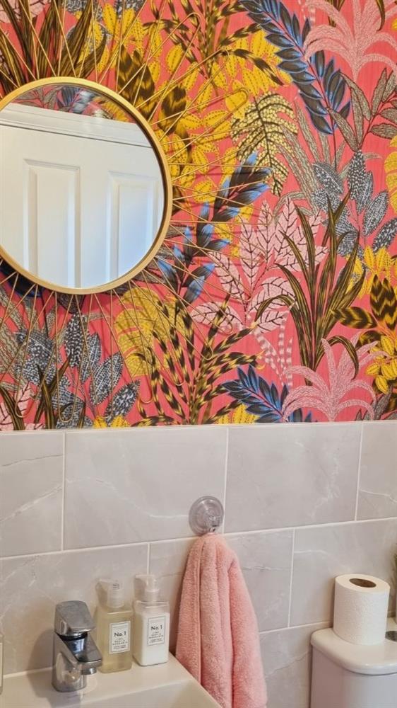 Colourful patterns are great for small bathrooms